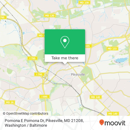 Mapa de Pomona E Pomona Dr, Pikesville, MD 21208
