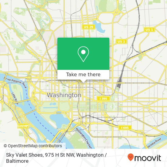 Sky Valet Shoes, 975 H St NW map