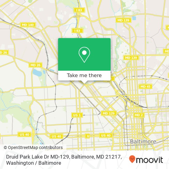 Mapa de Druid Park Lake Dr MD-129, Baltimore, MD 21217