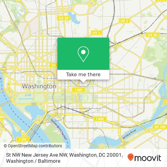 Mapa de St NW New Jersey Ave NW, Washington, DC 20001