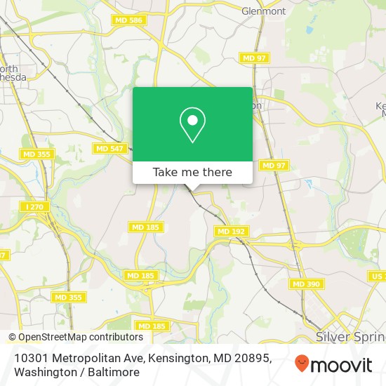 Mapa de 10301 Metropolitan Ave, Kensington, MD 20895