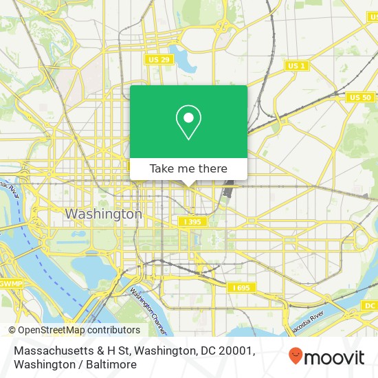 Massachusetts & H St, Washington, DC 20001 map