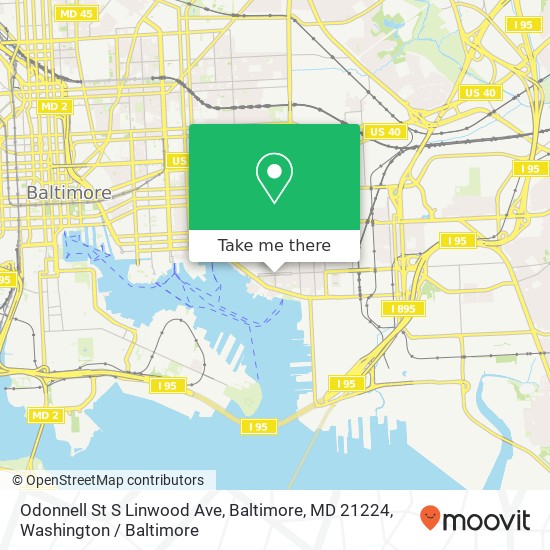Mapa de Odonnell St S Linwood Ave, Baltimore, MD 21224