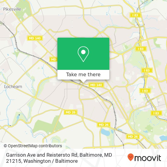 Garrison Ave and Reistersto Rd, Baltimore, MD 21215 map