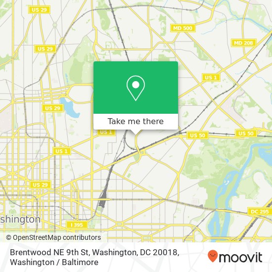 Mapa de Brentwood NE 9th St, Washington, DC 20018