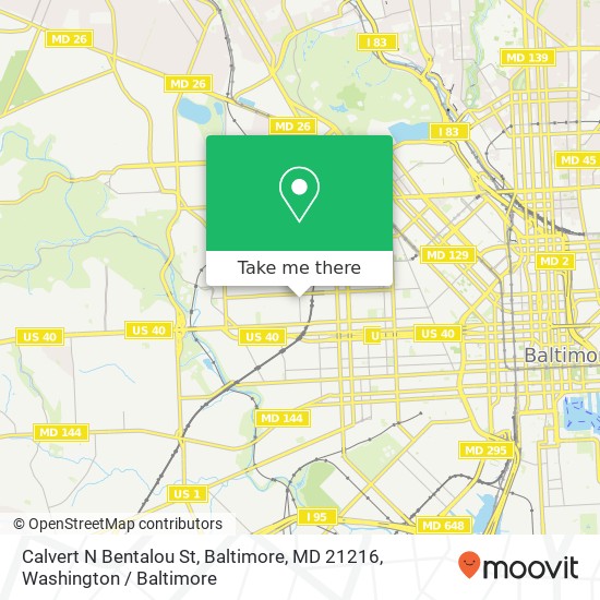 Mapa de Calvert N Bentalou St, Baltimore, MD 21216