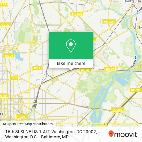 Mapa de 16th St St NE US-1-ALT, Washington, DC 20002