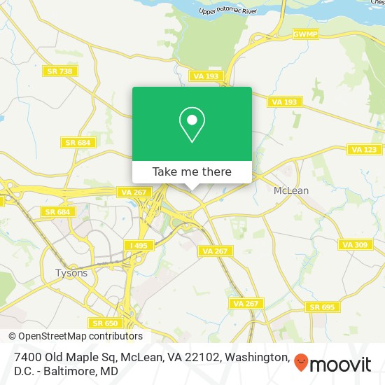 Mapa de 7400 Old Maple Sq, McLean, VA 22102