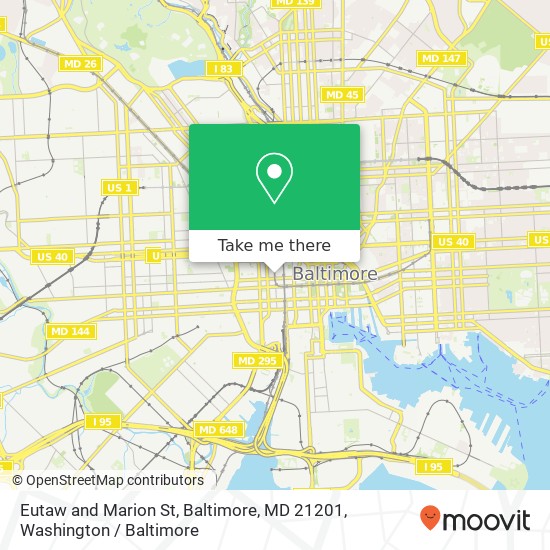 Eutaw and Marion St, Baltimore, MD 21201 map