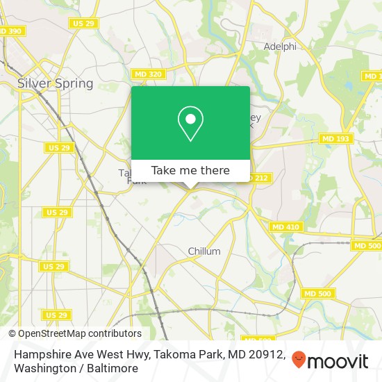 Mapa de Hampshire Ave West Hwy, Takoma Park, MD 20912