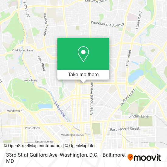33rd St at Guilford Ave map