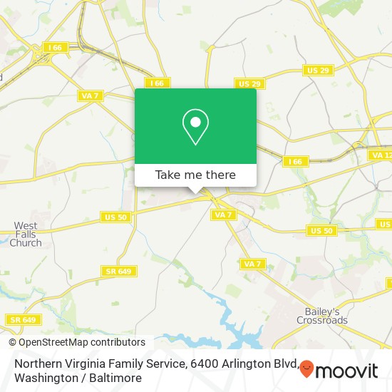 Northern Virginia Family Service, 6400 Arlington Blvd map