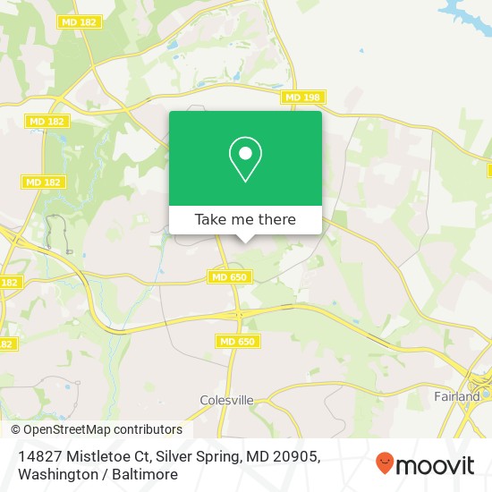 Mapa de 14827 Mistletoe Ct, Silver Spring, MD 20905