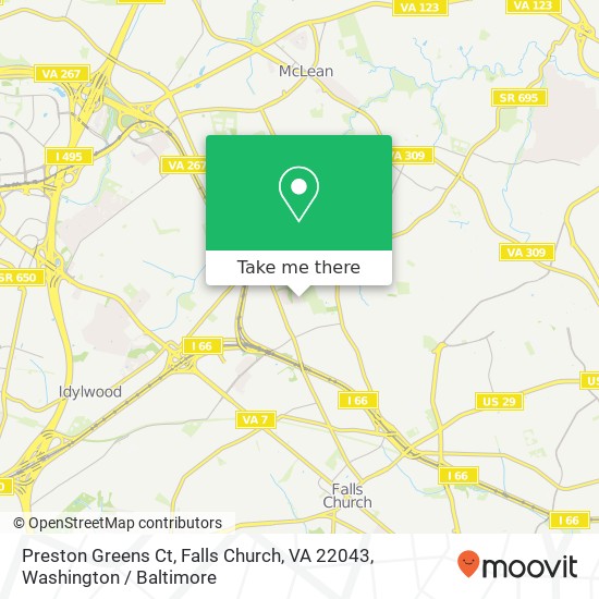 Mapa de Preston Greens Ct, Falls Church, VA 22043