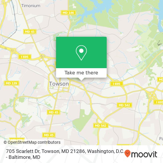 Mapa de 705 Scarlett Dr, Towson, MD 21286