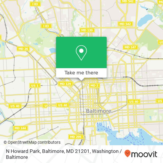 Mapa de N Howard Park, Baltimore, MD 21201