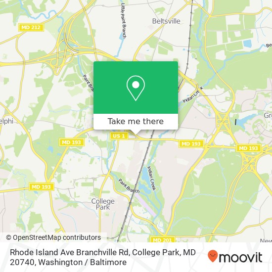 Rhode Island Ave Branchville Rd, College Park, MD 20740 map