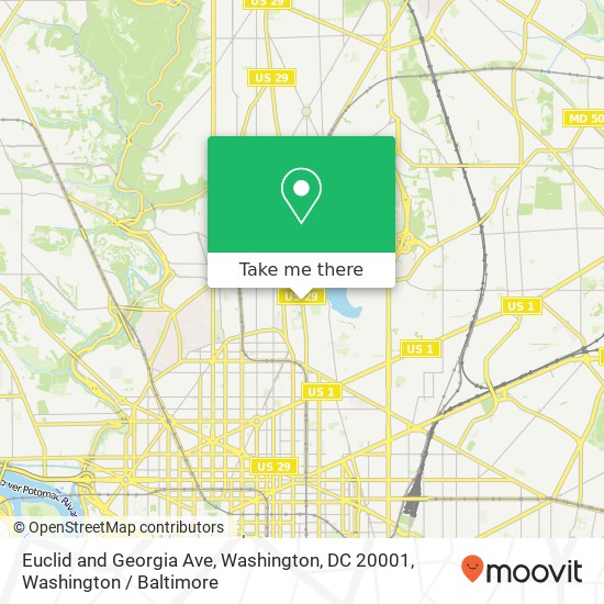 Euclid and Georgia Ave, Washington, DC 20001 map