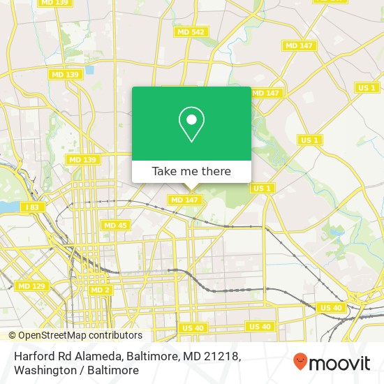 Mapa de Harford Rd Alameda, Baltimore, MD 21218