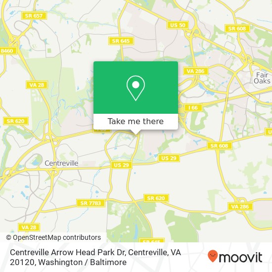 Mapa de Centreville Arrow Head Park Dr, Centreville, VA 20120