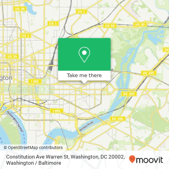 Mapa de Constitution Ave Warren St, Washington, DC 20002