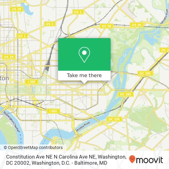 Mapa de Constitution Ave NE N Carolina Ave NE, Washington, DC 20002