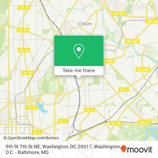 Mapa de 9th St 7th St NE, Washington, DC 20017