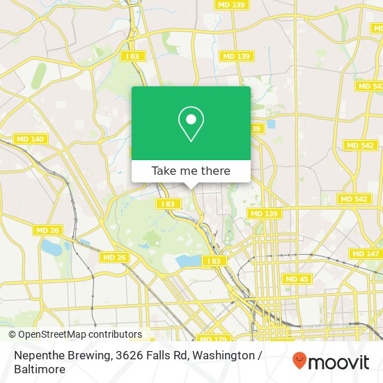 Mapa de Nepenthe Brewing, 3626 Falls Rd