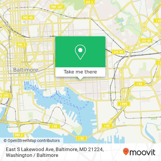 Mapa de East S Lakewood Ave, Baltimore, MD 21224