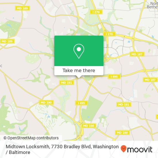 Mapa de Midtown Locksmith, 7730 Bradley Blvd