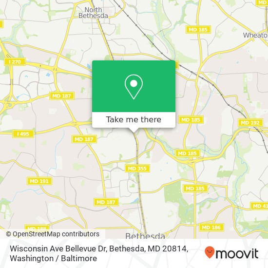 Mapa de Wisconsin Ave Bellevue Dr, Bethesda, MD 20814