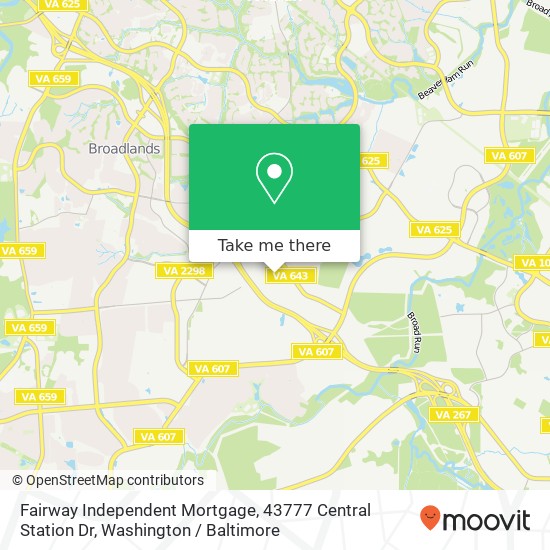 Mapa de Fairway Independent Mortgage, 43777 Central Station Dr