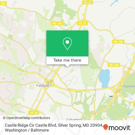 Mapa de Castle Ridge Cir Castle Blvd, Silver Spring, MD 20904