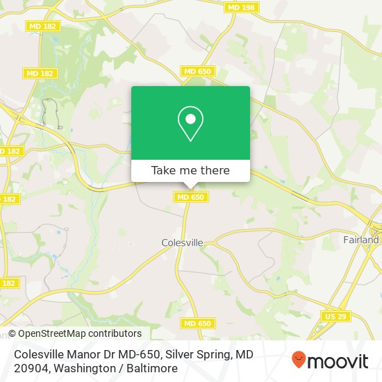 Colesville Manor Dr MD-650, Silver Spring, MD 20904 map