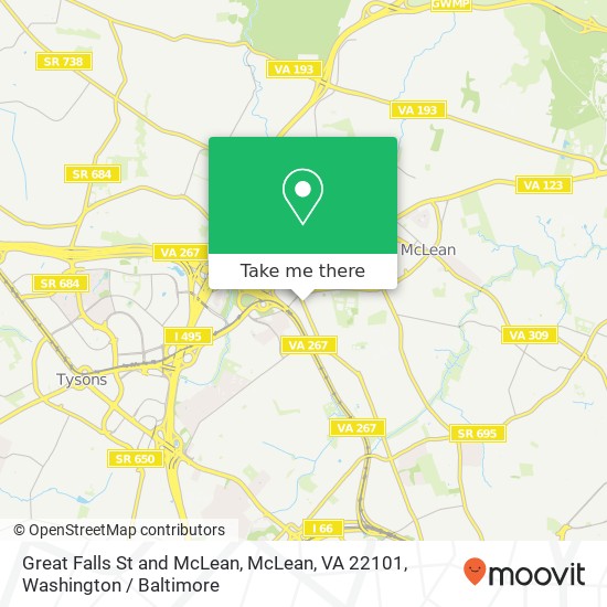 Mapa de Great Falls St and McLean, McLean, VA 22101