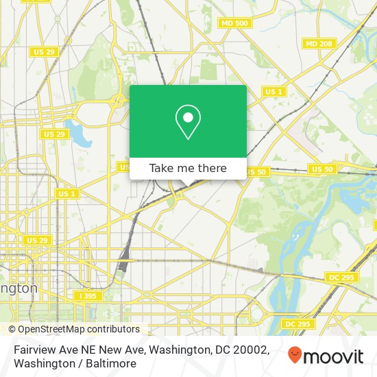 Mapa de Fairview Ave NE New Ave, Washington, DC 20002