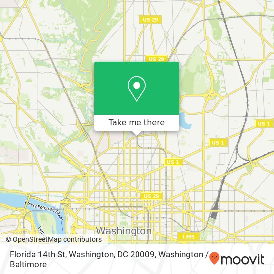 Florida 14th St, Washington, DC 20009 map