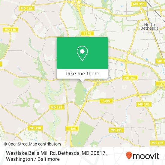 Mapa de Westlake Bells Mill Rd, Bethesda, MD 20817