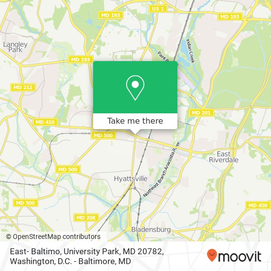 Mapa de East- Baltimo, University Park, MD 20782