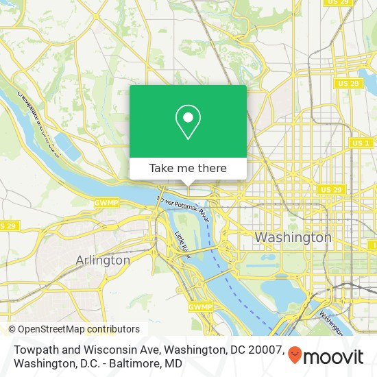 Towpath and Wisconsin Ave, Washington, DC 20007 map