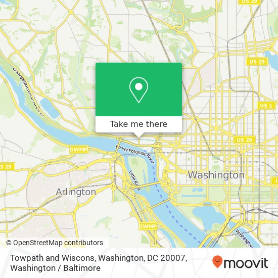 Towpath and Wiscons, Washington, DC 20007 map