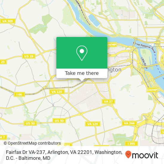 Mapa de Fairfax Dr VA-237, Arlington, VA 22201