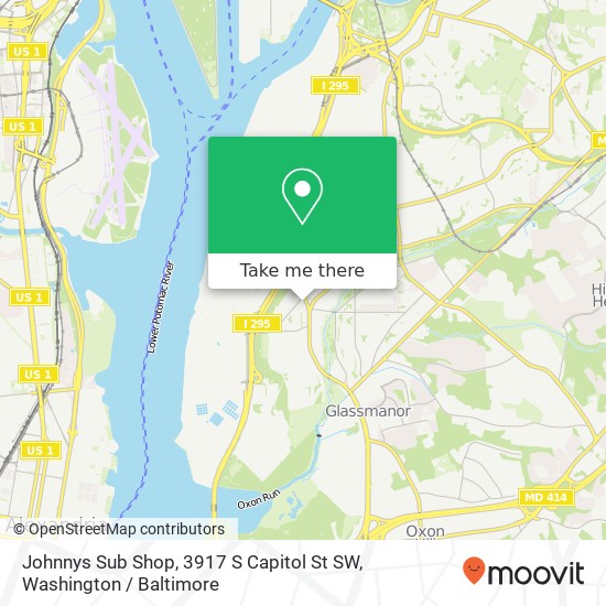 Mapa de Johnnys Sub Shop, 3917 S Capitol St SW