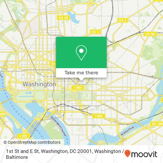 1st St and E St, Washington, DC 20001 map