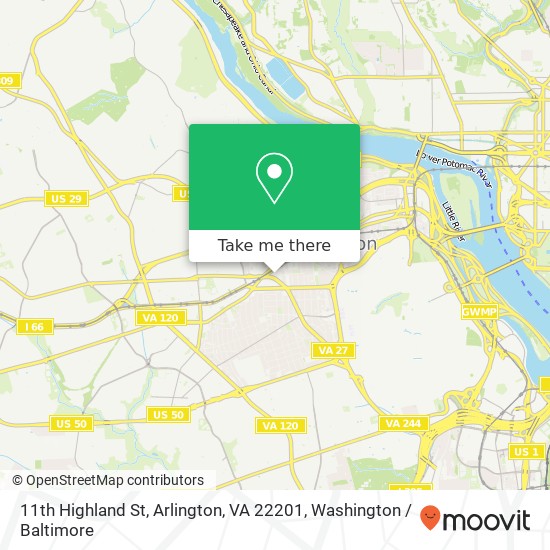 Mapa de 11th Highland St, Arlington, VA 22201