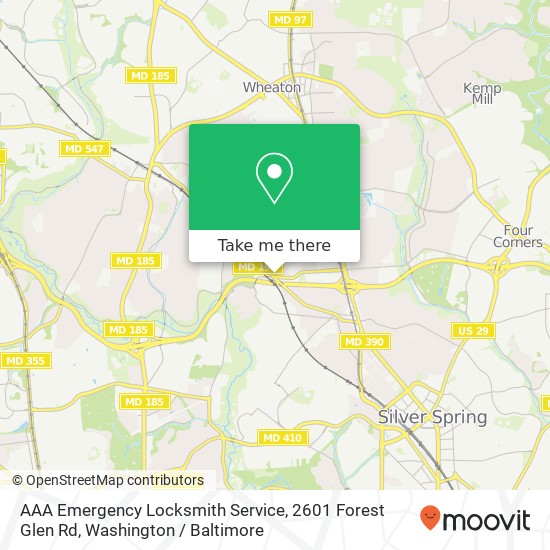 Mapa de AAA Emergency Locksmith Service, 2601 Forest Glen Rd