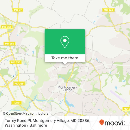 Mapa de Torrey Pond Pl, Montgomery Village, MD 20886