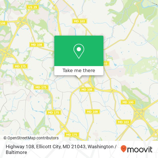 Mapa de Highway 108, Ellicott City, MD 21043