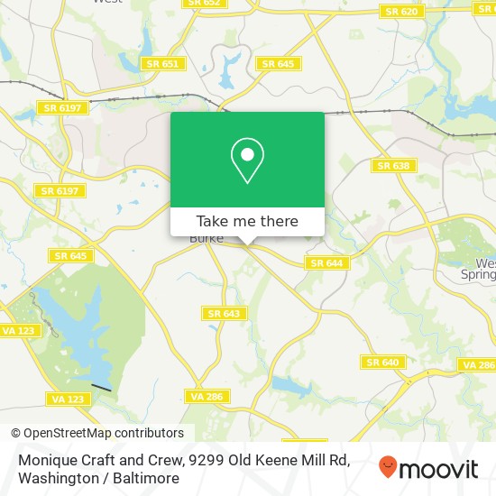 Mapa de Monique Craft and Crew, 9299 Old Keene Mill Rd