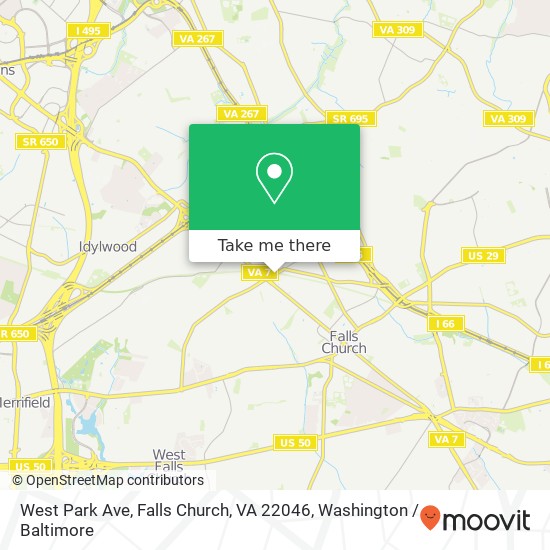 Mapa de West Park Ave, Falls Church, VA 22046